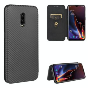 For OnePlus 6T Carbon Fiber Texture Horizontal Flip TPU + PC + PU Leather Case with Card Slot(Black) (OEM)