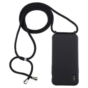 For iPhone X / XS Candy Color TPU Protective Case with Lanyard(Black) (OEM)