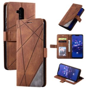 For Huawei Mate 20 Lite Skin Feel Splicing Horizontal Flip Leather Case with Holder & Card Slots & Wallet & Photo Frame(Brown) (OEM)