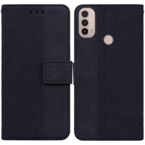 For Motorola Moto E20 / E30 / E40 Geometric Embossed Leather Phone Case(Black) (OEM)
