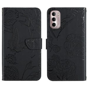 For Motorola Moto G Stylus 5G 2022 Skin Feel Butterfly Peony Embossed Leather Phone Case(Black) (OEM)