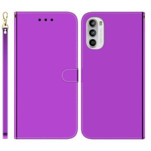 For Motorola Moto G52 Imitated Mirror Surface Horizontal Flip Leather Phone Case(Purple) (OEM)
