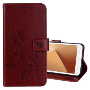 For Xiaomi Redmi Note 5A Low allocation (no fingerprint holes) Rose Embossed Horizontal Flip Environmental PU Leather Case with Holder & Card Slots & Wallet(Brown) (OEM)
