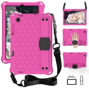 For Samsung Galaxy Tab S6 Lite P610 Honeycomb EVA + PC Shockproof Case with Strap(RoseRed+Black) (OEM)