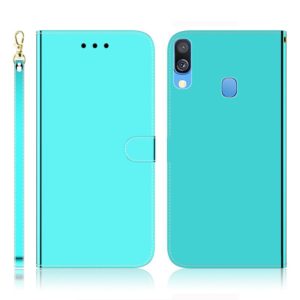 For Galaxy A40 Imitated Mirror Surface Horizontal Flip Leather Case with Holder & Card Slots & Wallet & Lanyard(Mint Green) (OEM)