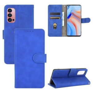 For OPPO Reno4 Pro 5G Solid Color Skin Feel Magnetic Buckle Horizontal Flip Calf Texture PU Leather Case with Holder & Card Slots & Wallet(Blue) (OEM)