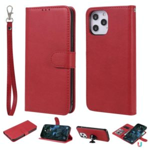 For iPhone 12 Pro Max 2 in 1 Solid Color Detachable PU Leather Case with Card Slots & Magnetic Holder & Photo Frame & Wallet & Strap(Red) (OEM)
