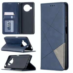 For Xiaomi Mi 10T Lite 5G Rhombus Texture Horizontal Flip Magnetic Leather Case with Holder & Card Slots(Blue) (OEM)