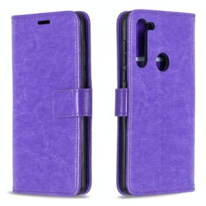 For Motorola Moto G8 Crazy Horse Texture Horizontal Flip Leather Case with Holder & Card Slots & Wallet & Photo Frame(Purple) (OEM)
