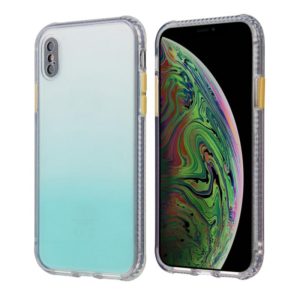 For iPhone X / XS Gradient Shockproof TPU + Acrylic Case with Detachable Buttons(Green) (OEM)