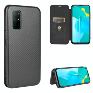 For Huawei Honor View30 Carbon Fiber Texture Horizontal Flip TPU + PC + PU Leather Case with Card Slot(Black) (OEM)