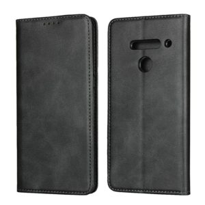 For LG V50 ThinQ Calf Texture Magnetic Horizontal Flip Leather Case with Holder & Card Slots & Wallet(Black) (OEM)