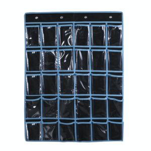 30 Grid Non-woven Transparent Mobile Phone Hanging Bag(Black) (OEM)