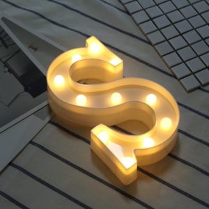 Alphabet S English Letter Shape Decorative Light, Dry Battery Powered Warm White Standing Hanging LED Holiday Light (OEM)