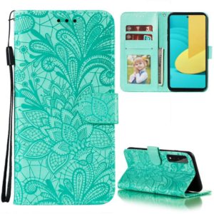 For LG Stylo 7 5G Lace Flower Embossing Pattern Horizontal Flip Leather Case with Holder & Card Slots & Wallet & Photo Frame(Green) (OEM)