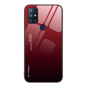 For OnePlus Nord N10 5G Gradient Color Glass Case(Red Black) (OEM)