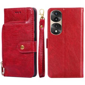 For Honor 70 Pro/70 Pro+ Zipper Bag PU + TPU Horizontal Flip Leather Phone Case(Red) (OEM)