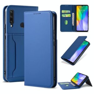 For Huawei Y6P Strong Magnetism Liquid Feel Horizontal Flip Leather Case with Holder & Card Slots & Wallet(Blue) (OEM)