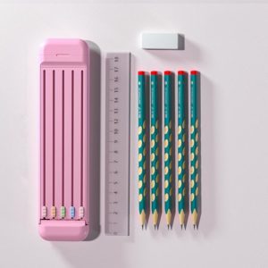 4 in 1 Pencil Eraser Ruler Stationery Box(Light Pink) (OEM)