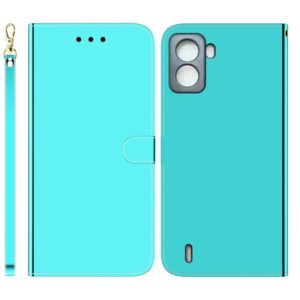 For Tecno Pop 6 No Fingerprints Imitated Mirror Surface Horizontal Flip Leather Phone Case(Mint Green) (OEM)