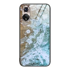 For Honor 50 Marble Pattern Glass Protective Phone Case(Beach) (OEM)
