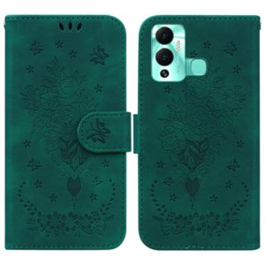 For Infinix Hot 12 Play Butterfly Rose Embossed Leather Phone Case(Green) (OEM)