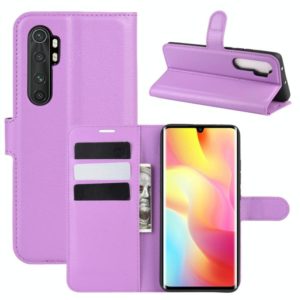 For Xiaomi Mi Note 10 Lite Litchi Texture Horizontal Flip Protective Case with Holder & Card Slots & Wallet(Purple) (OEM)