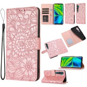 For Xiaomi Mi CC9 Pro Skin Feel Embossed Sunflower Horizontal Flip Leather Case with Holder & Card Slots & Wallet & Lanyard(Rose Gold) (OEM)