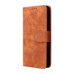 For TCL A3X Solid Color Skin Feel Magnetic Buckle Horizontal Flip Calf Texture PU Phone Case(Brown) (OEM)
