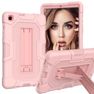 For Samsung Galaxy Tab A 8.4 (2020) / T307 Contrast Color Robot Shockproof Silicone + PC Protective Case with Holder(Rose Gold) (OEM)
