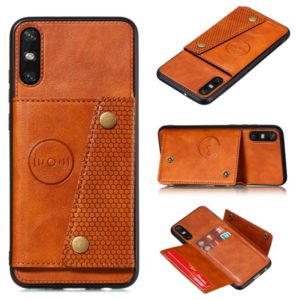 For Huawei Enjoy 10e PU + TPU Shockproof Magnetic Protective Case with Card Slots(Brown) (OEM)