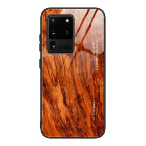 For Samsung Galaxy S20 Wood Grain Glass Protective Case(M06) (OEM)