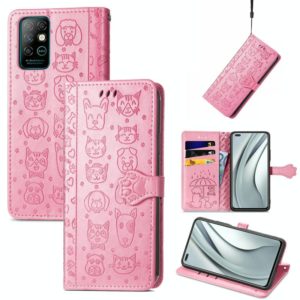 For Infinix Note 8 Lovely Cat and Dog Embossing Pattern Horizontal Flip Leather Case , with Holder & Card Slots & Wallet & Cartoon Clasp & Lanyard(Pink) (OEM)