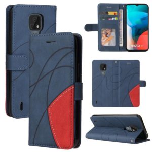 For Motorola Moto E7 Dual-color Splicing Horizontal Flip PU Leather Case with Holder & Card Slots & Wallet(Blue) (OEM)