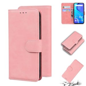 For UMIDIGI A7S Skin Feel Pure Color Flip Leather Phone Case(Pink) (OEM)