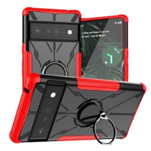 For Google Pixel 6 Pro Armor Bear Shockproof PC + TPU Phone Case with Ring Holder(Red) (OEM)