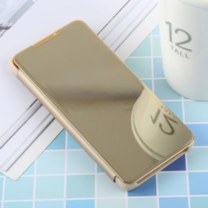 PU Electroplating Mirror Horizontal Flip Leather Case for Galaxy S10 Plus, with Holder(Gold) (OEM)