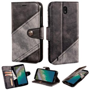 For Nokia C01 Plus Contrast Color Splicing Retro Texture Horizontal Flip PU Leather Case with Card Slots & Holder & Wallet(Black) (OEM)
