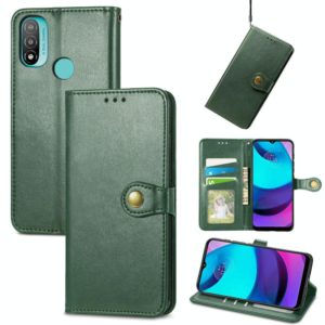 For Motorola Moto E20 Retro Solid Color Buckle Leather Phone Case(Green) (OEM)