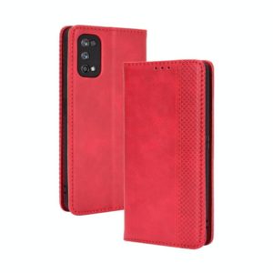 For OPPO Realme 7 Pro Magnetic Buckle Retro Crazy Horse Texture Horizontal Flip Leather Case , with Holder & Card Slots & Photo Frame(Red) (OEM)
