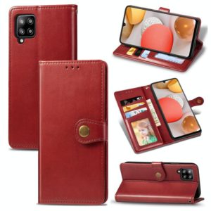 For Samsung Galaxy A42 5G Retro Solid Color Leather Buckle Phone Case with Lanyard & Photo Frame & Card Slot & Wallet & Stand Function(Red) (OEM)