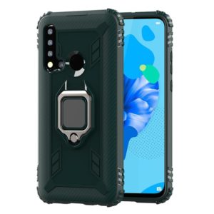 For Huawei Nova 5i / P20 Lite(2019) Carbon Fiber Protective Case with 360 Degree Rotating Ring Holder(Green) (OEM)