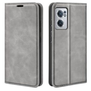 For OnePlus Nord CE 2 5G Retro-skin Magnetic Suction Leather Phone Case(Grey) (OEM)