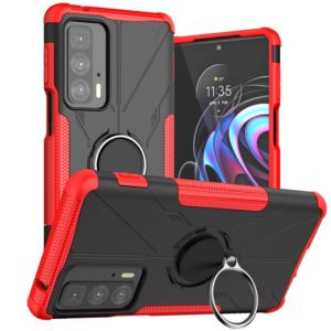 For Motorola Edge 20 Pro Armor Bear Shockproof PC + TPU Phone Protective Case with Ring Holder(Red) (OEM)