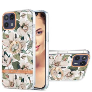 For Motorola Moto G50 5G Ring IMD Flowers TPU Phone Case(Green Gardenia) (OEM)