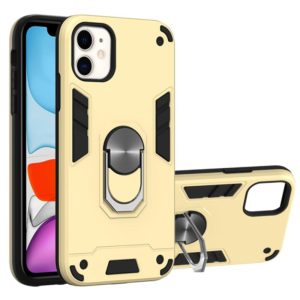 For iPhone 11 2 in 1 Armour Series PC + TPU Protective Case with Ring Holder(Gold) (OEM)