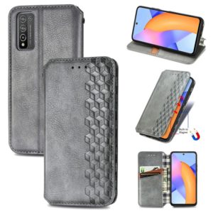 For Huawei Honor 10 X Lite Cubic Grid Pressed Horizontal Flip Magnetic PU Leather Case with Holder & Card Slots & Wallet(Gray) (OEM)
