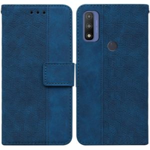 For Motorola Moto G Pure Geometric Embossed Leather Phone Case(Blue) (OEM)
