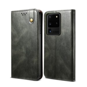 For Samsung Galaxy S20 UItra Simple Wax Crazy Horse Texture Horizontal Flip Leather Case with Card Slots & Wallet(Dark Green) (OEM)