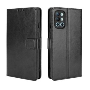 For OnePlus 9R Retro Crazy Horse Texture Horizontal Flip Leather Case with Holder & Card Slots & Lanyard(Black) (OEM)